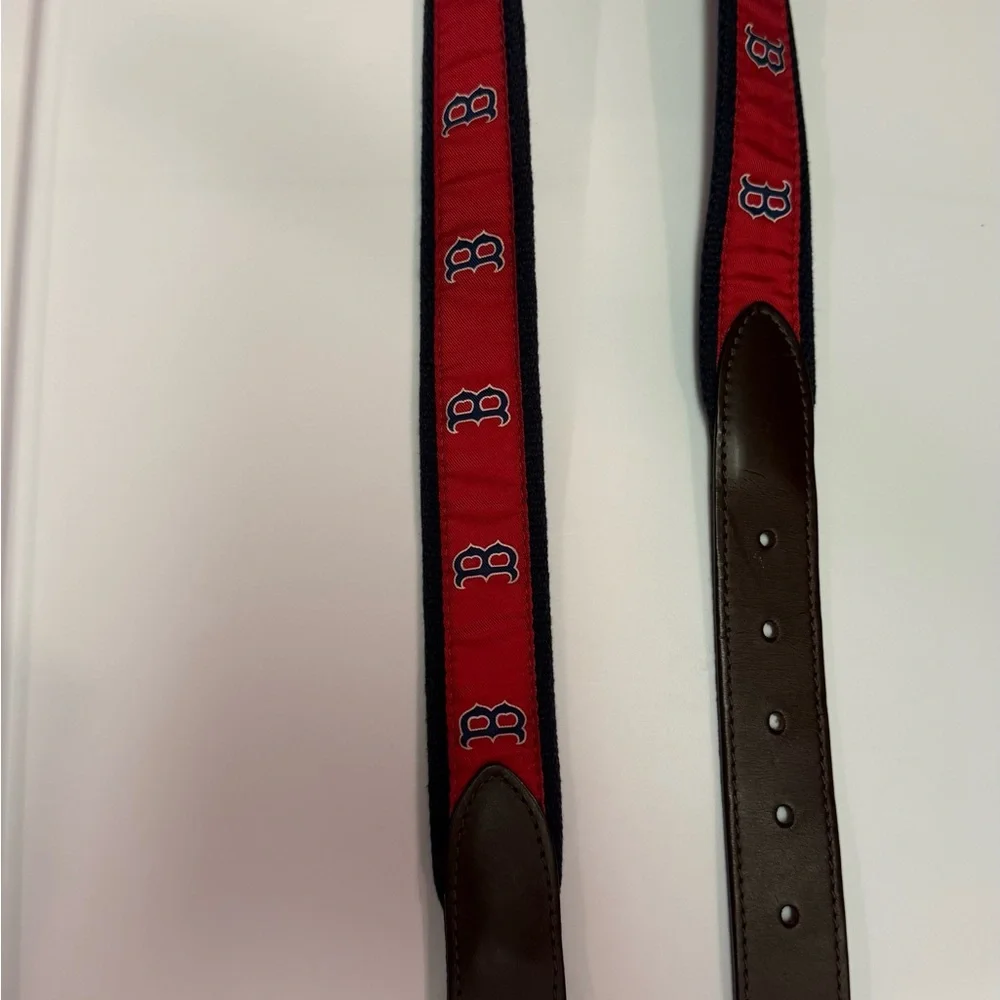 Vineyard Vines Boston Red Sox Canvas Leather Belt Size 32